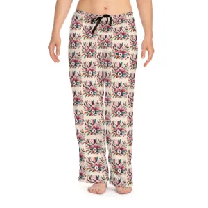 Chic Abstract Floral Pajama Pants on Polyester Jersey