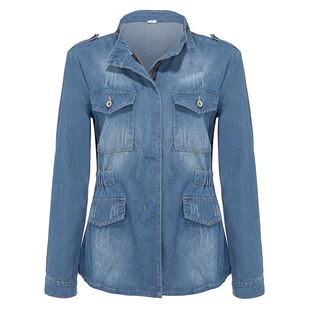 Chic Women's Fitted Denim Jacket