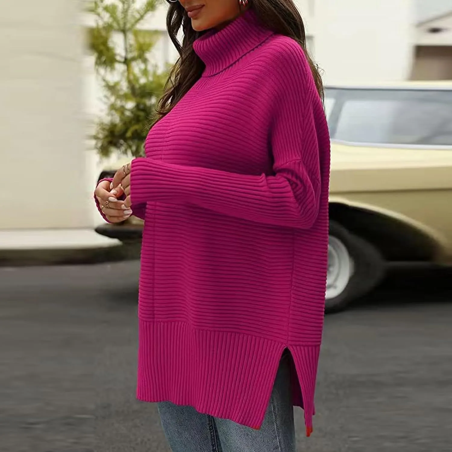 ChicCrate Women's Oversized Turtleneck Sweaters Casual Long Sleeve Tunic Sweater Chunky Knit Pullover Tops Blouse