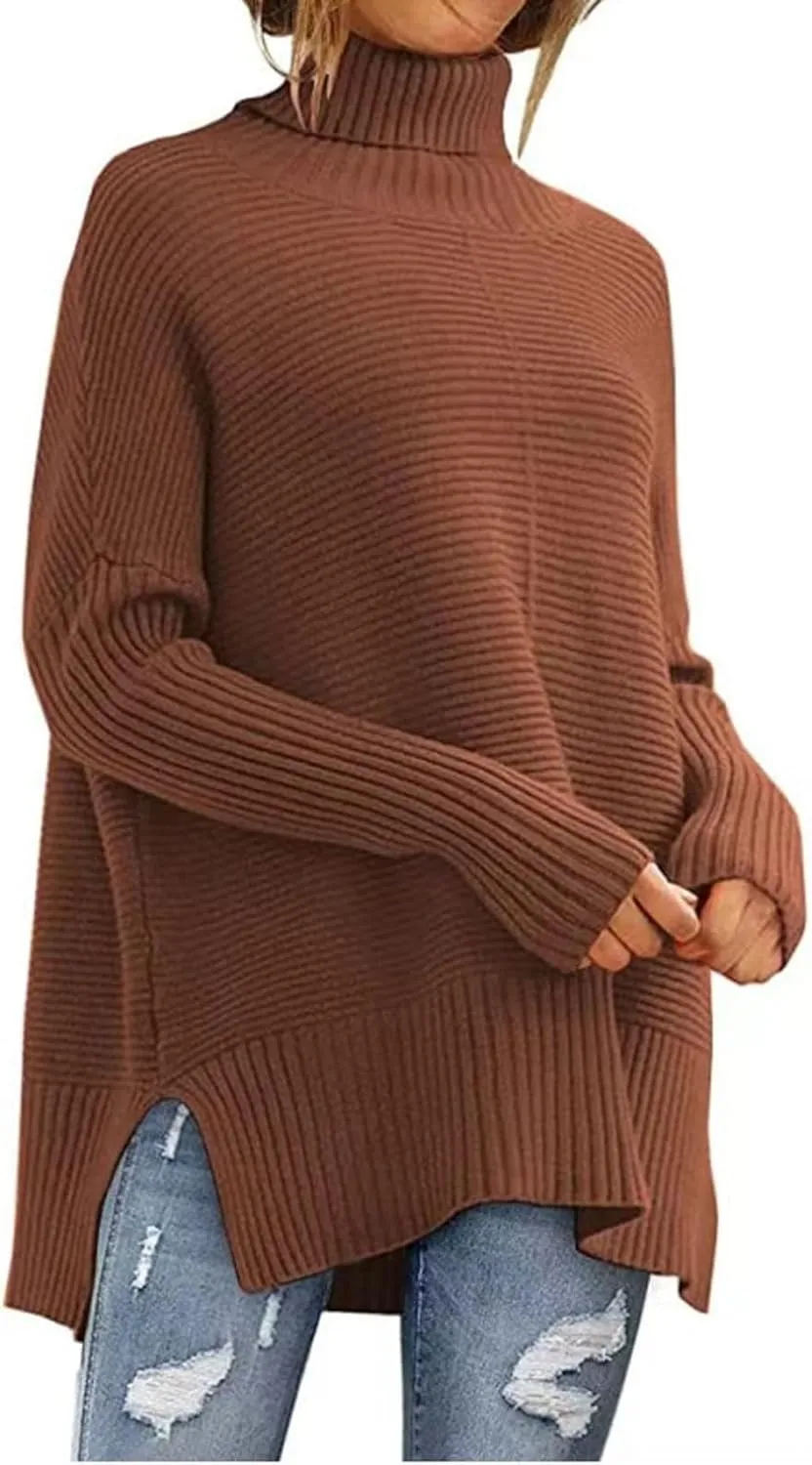 ChicCrate Women's Oversized Turtleneck Sweaters Casual Long Sleeve Tunic Sweater Chunky Knit Pullover Tops Blouse