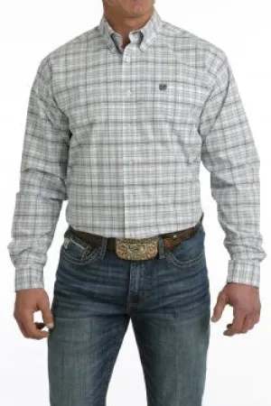 Cinch Men's PLAID BUTTON-DOWN WESTERN SHIRT - LIGHT BLUE / WHITE / PURPLE