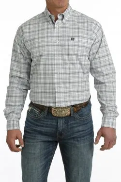 Cinch Men's PLAID BUTTON-DOWN WESTERN SHIRT - LIGHT BLUE / WHITE / PURPLE