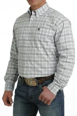 Cinch Men's PLAID BUTTON-DOWN WESTERN SHIRT - LIGHT BLUE / WHITE / PURPLE