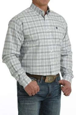 Cinch Men's PLAID BUTTON-DOWN WESTERN SHIRT - LIGHT BLUE / WHITE / PURPLE