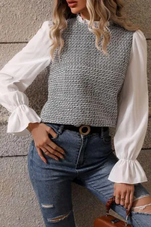 Classic Frill Mock Neck Long Sleeve Blouse