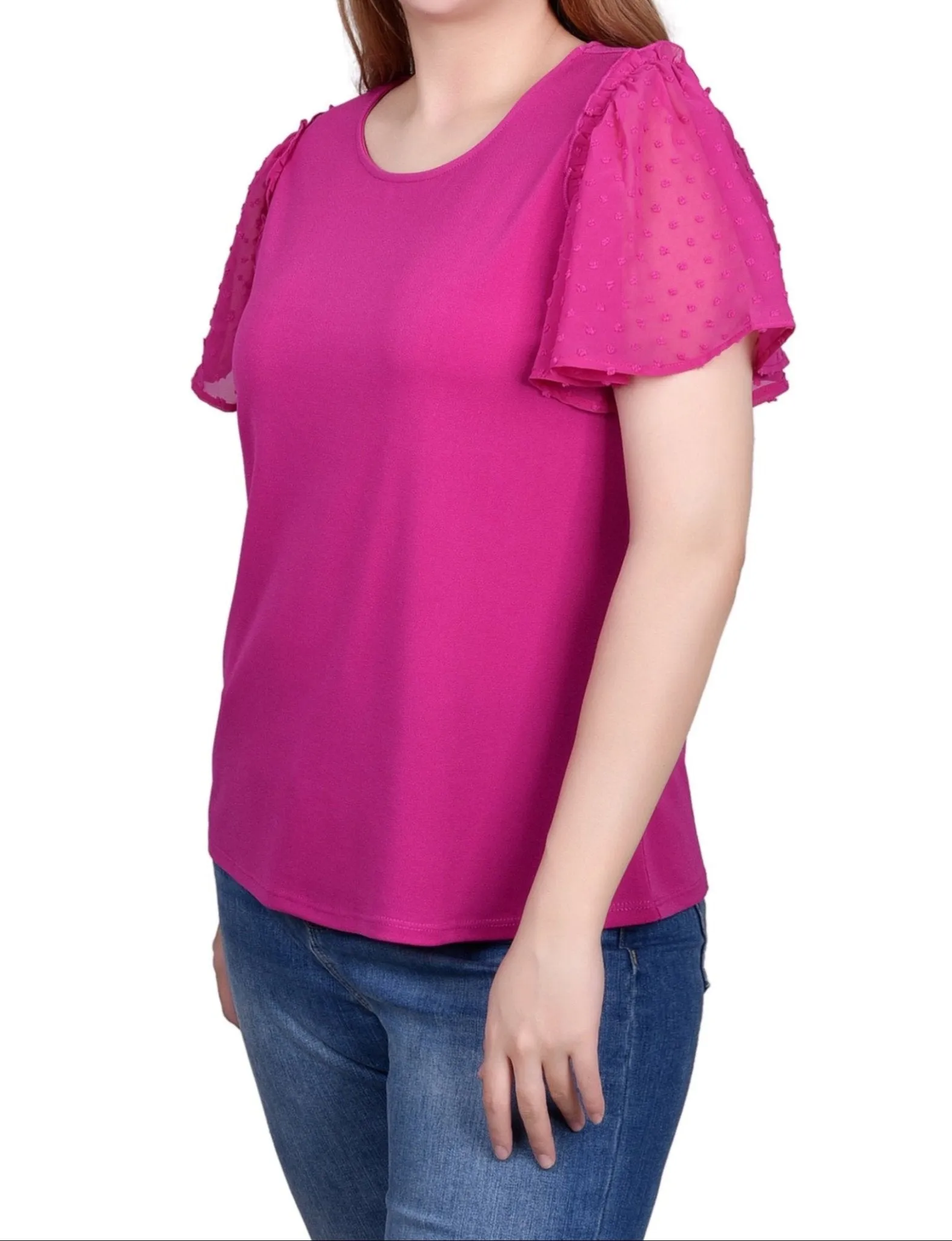 Clip Dot Flutter Sleeve Top