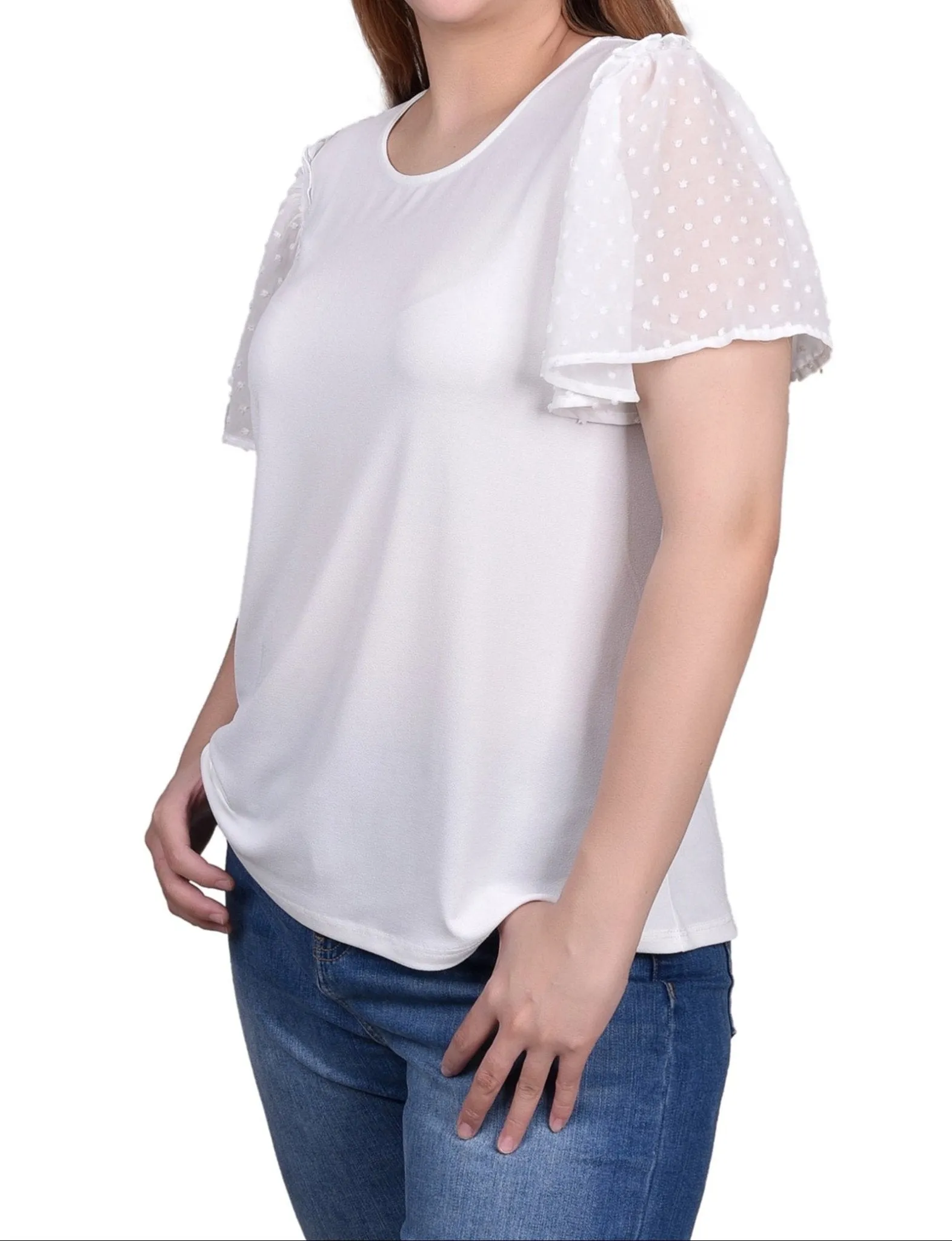Clip Dot Flutter Sleeve Top