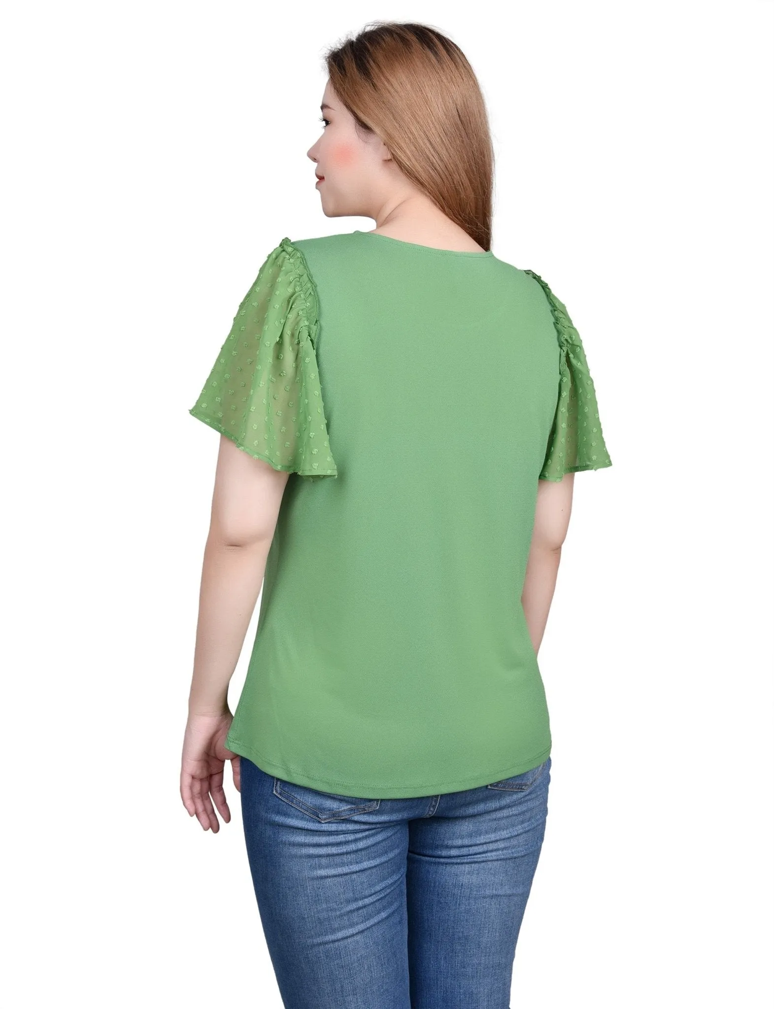 Clip Dot Flutter Sleeve Top