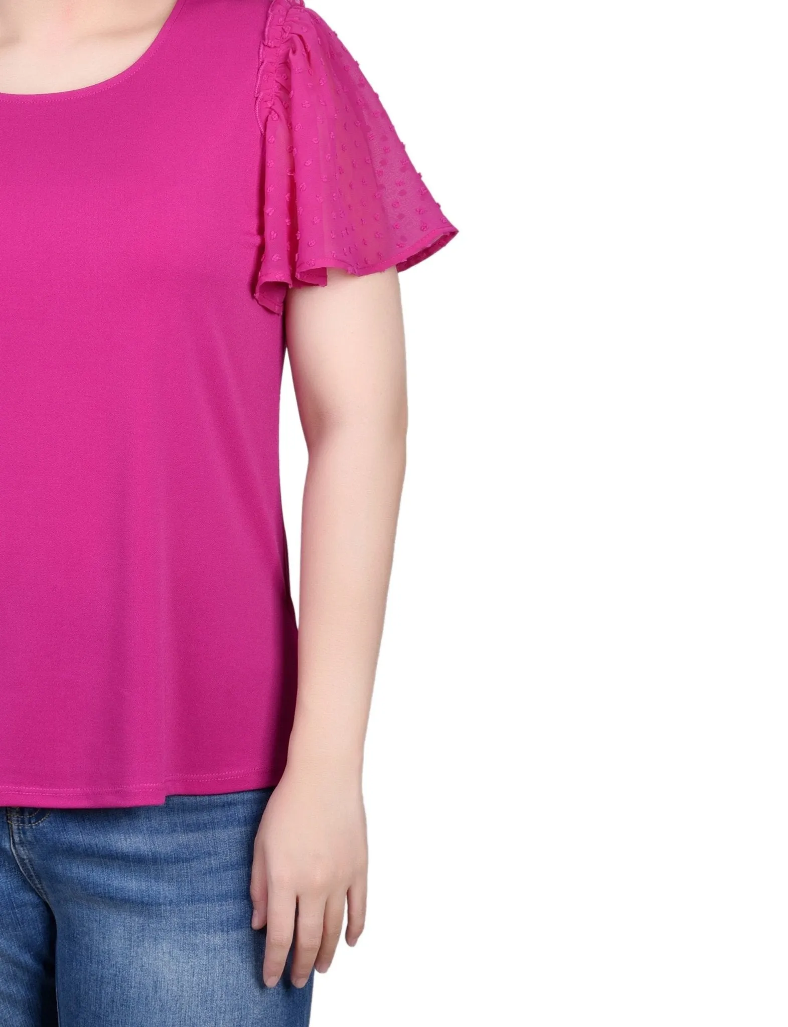 Clip Dot Flutter Sleeve Top