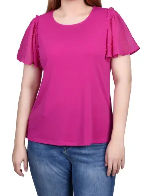 Clip Dot Flutter Sleeve Top