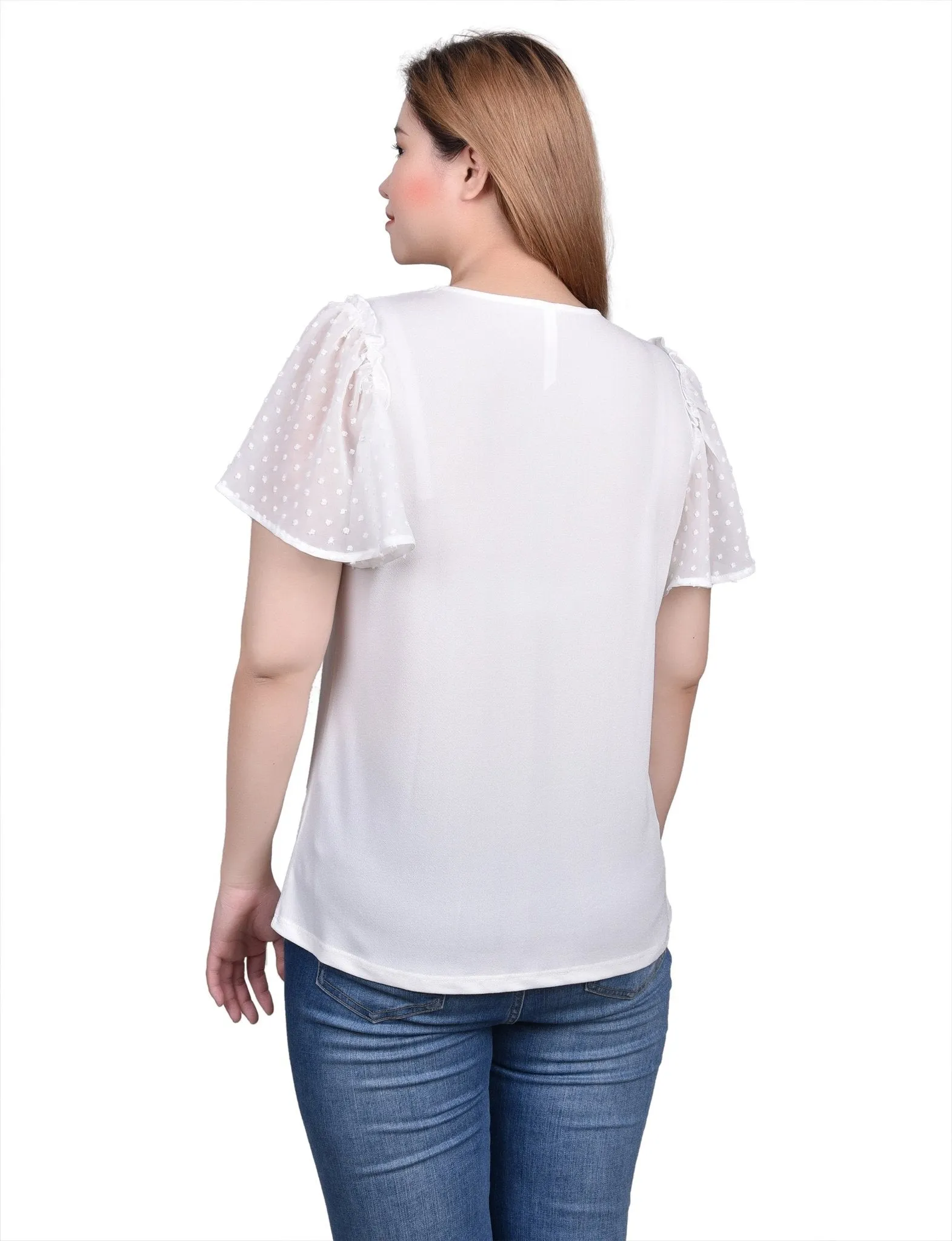 Clip Dot Flutter Sleeve Top