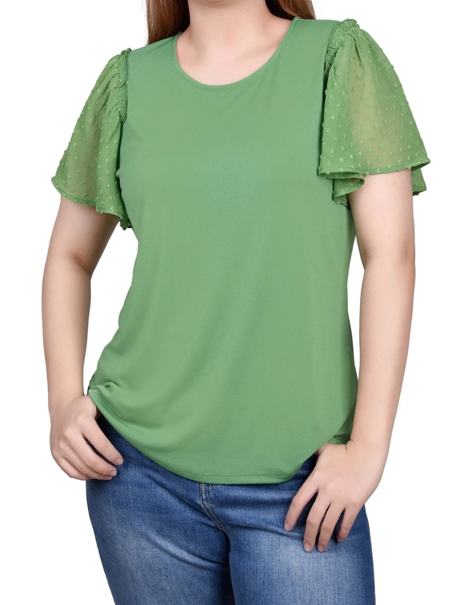 Clip Dot Flutter Sleeve Top