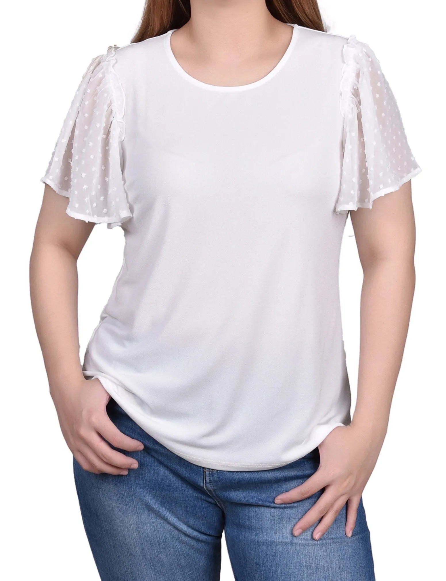 Clip Dot Flutter Sleeve Top