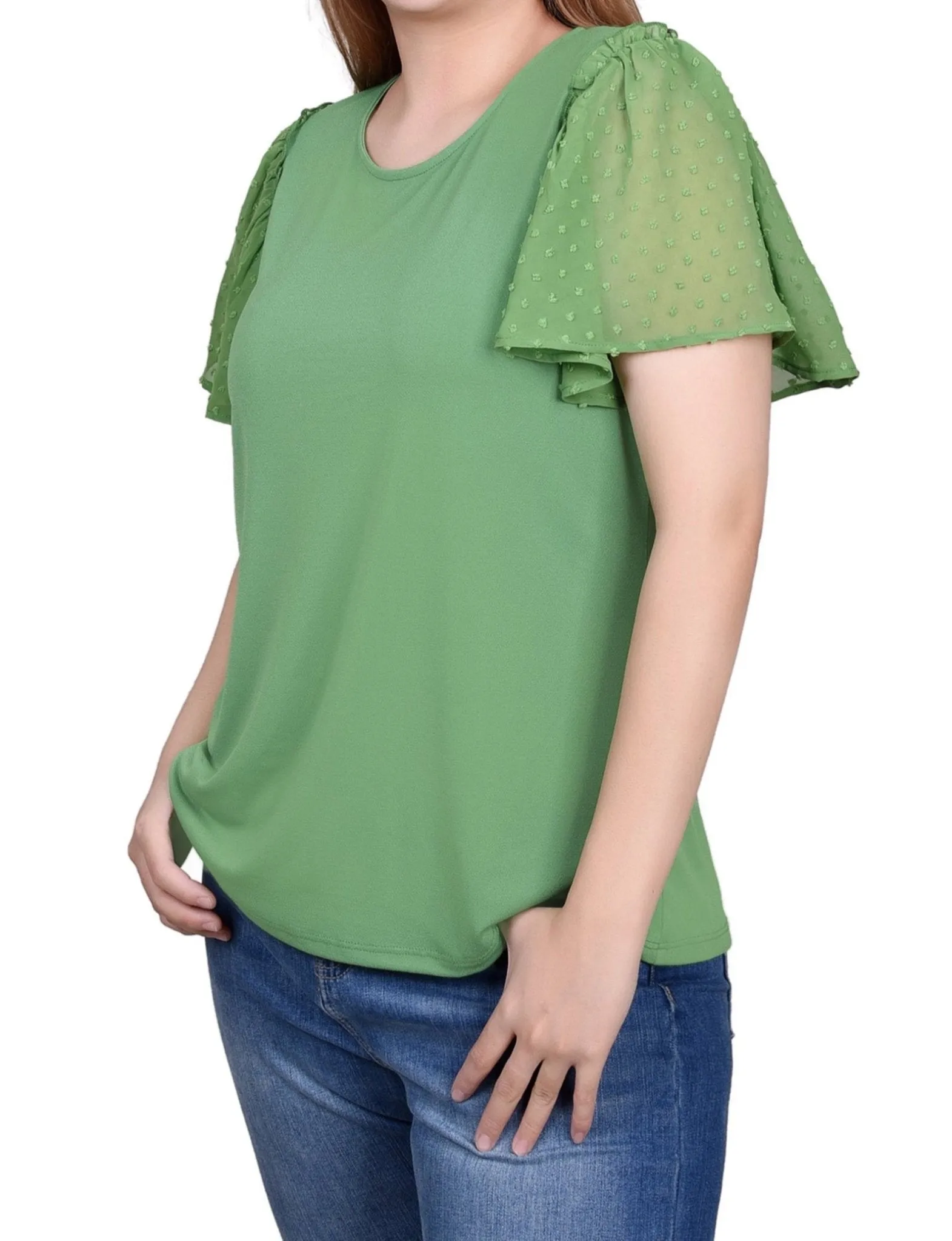 Clip Dot Flutter Sleeve Top