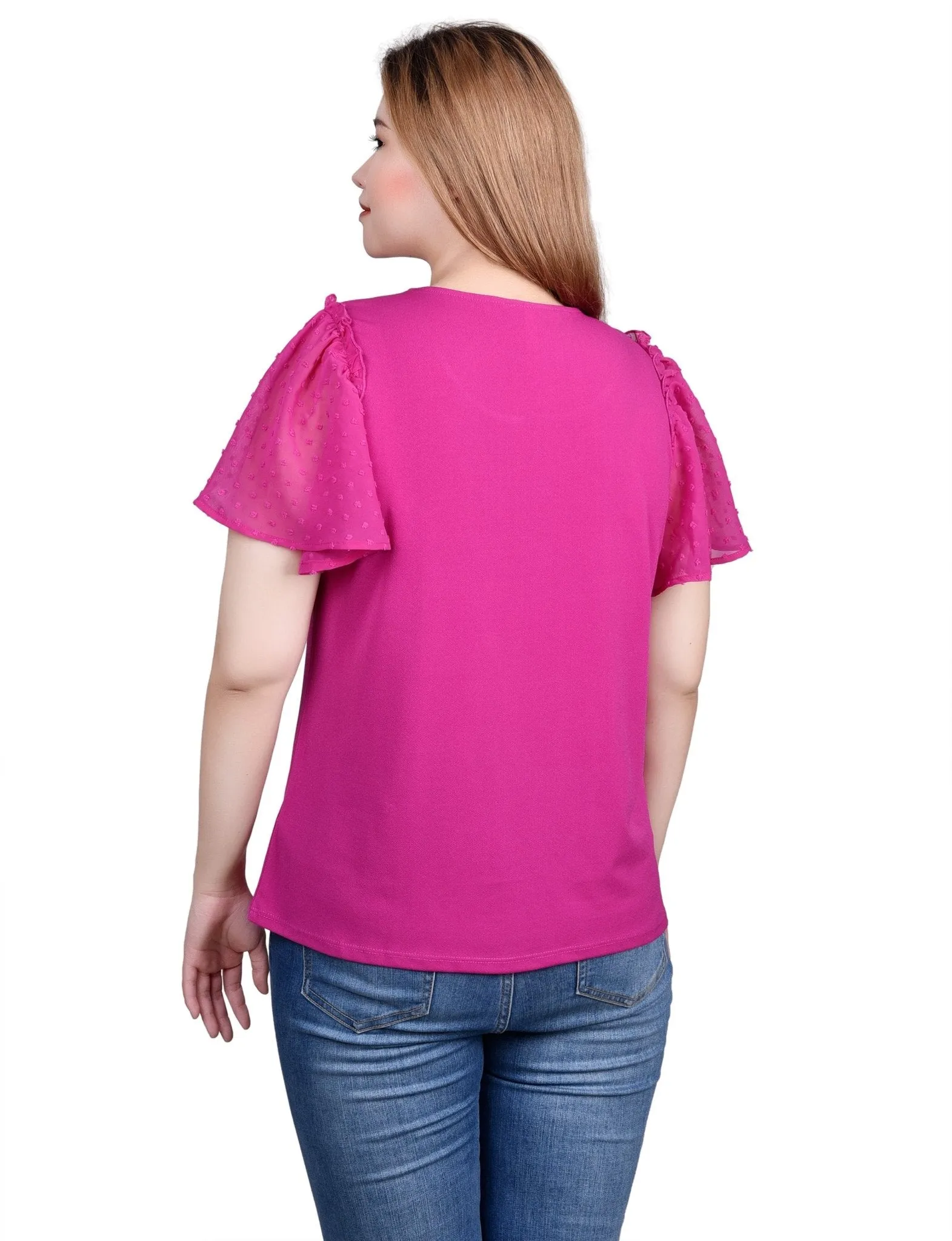 Clip Dot Flutter Sleeve Top