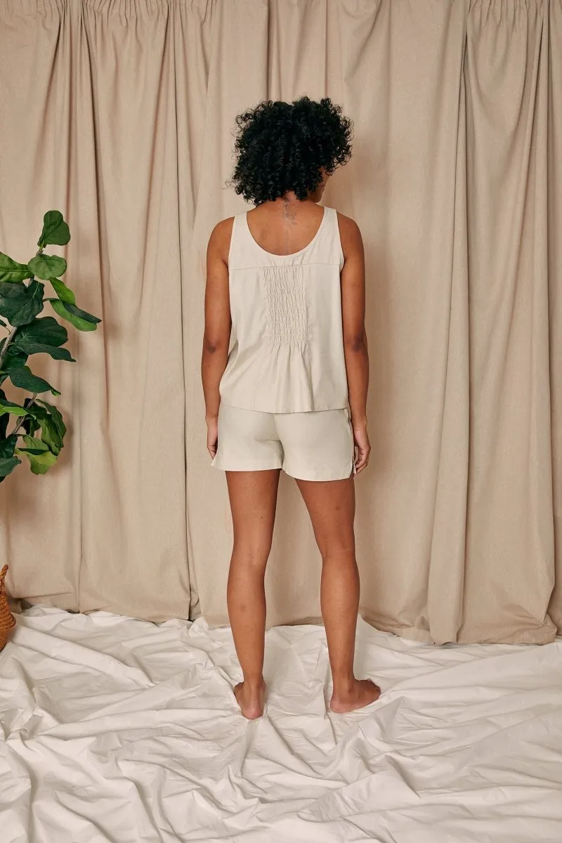 Cotton Modal Vest Short Set in Natural