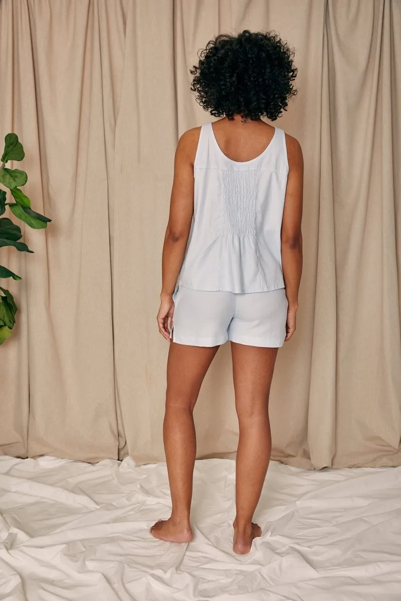 Cotton Modal Vest Short Set in Sky Blue
