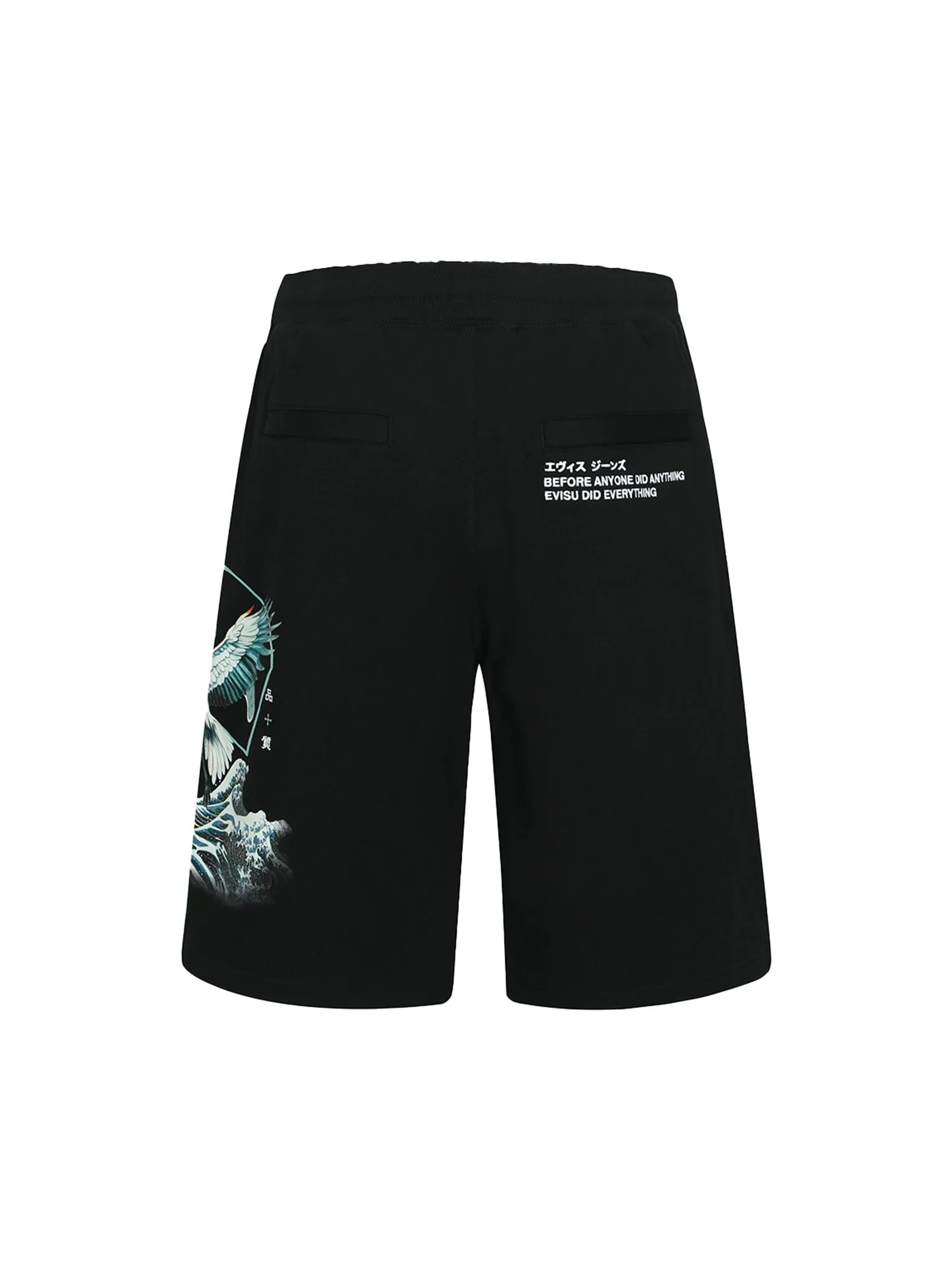 Crane and The Great Wave Print Relax Fit Sweat Shorts