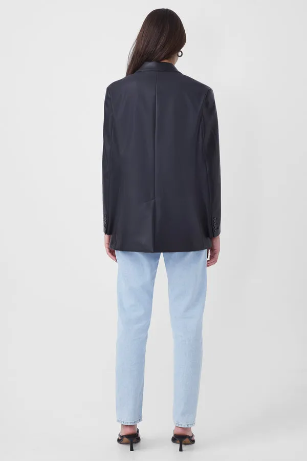 Crolenda Vegan Leather Blazer in Black