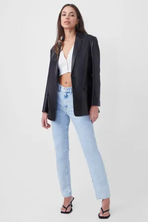 Crolenda Vegan Leather Blazer in Black