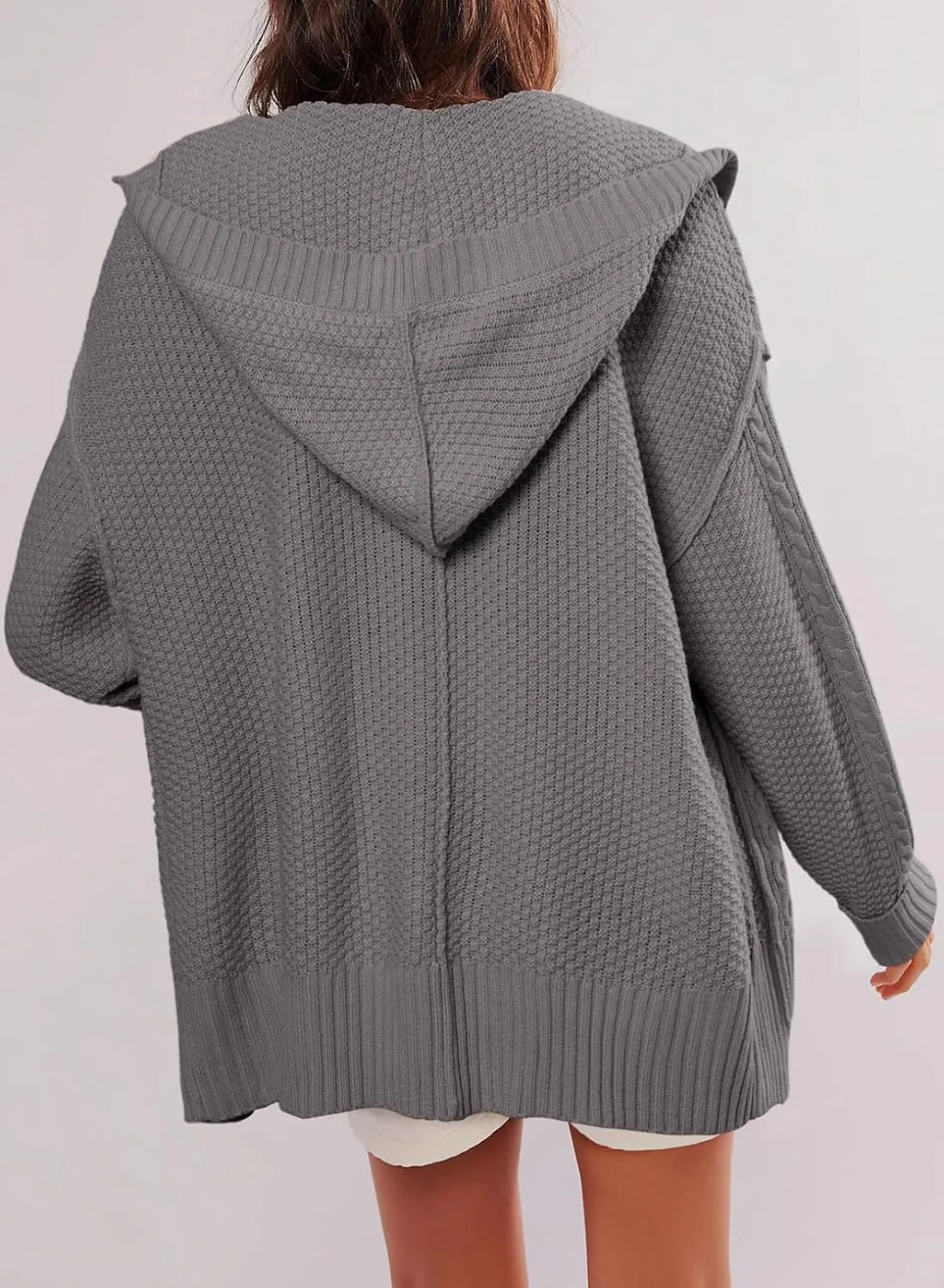 Dokotoo Oversized Sweaters for Women Casual Solid Long Sleeve Button Down Chunky Knit Hooded Cardigan Sweaters Coat