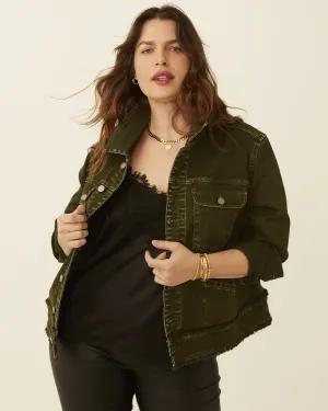 Dolores Fray Edge Jacket | Olive Green
