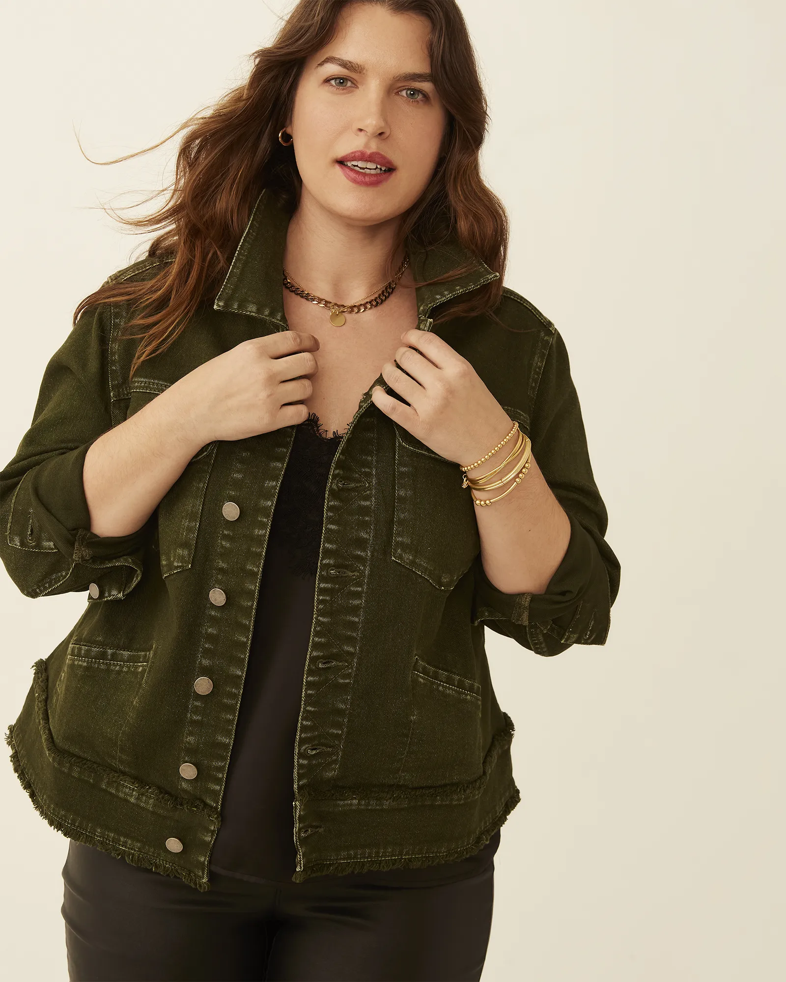 Dolores Fray Edge Jacket | Olive Green