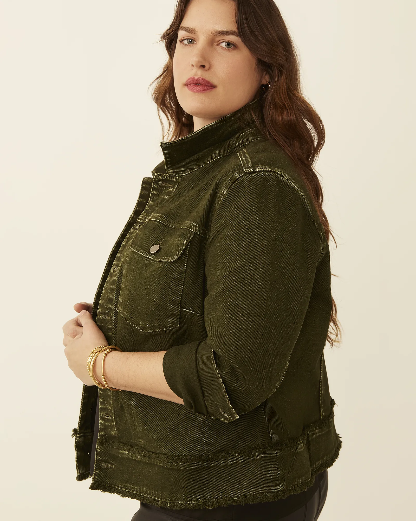 Dolores Fray Edge Jacket | Olive Green