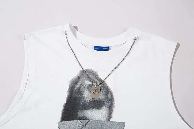 edgy graphic sleeveless tee style