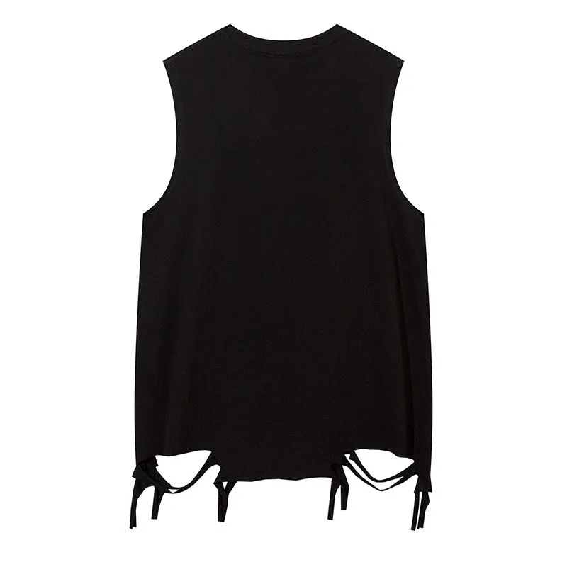 edgy graphic sleeveless tee style