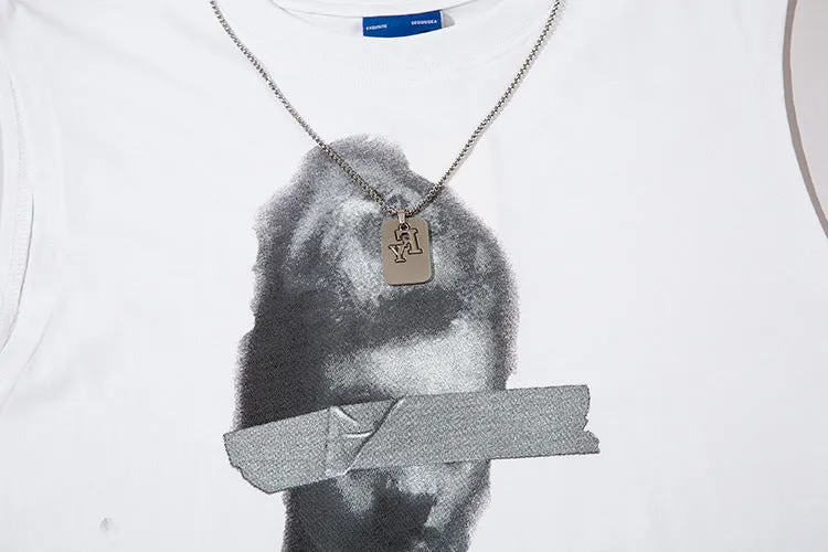edgy graphic sleeveless tee style