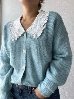 Eileen Embroidered Collar Sweater Knit Cardigan