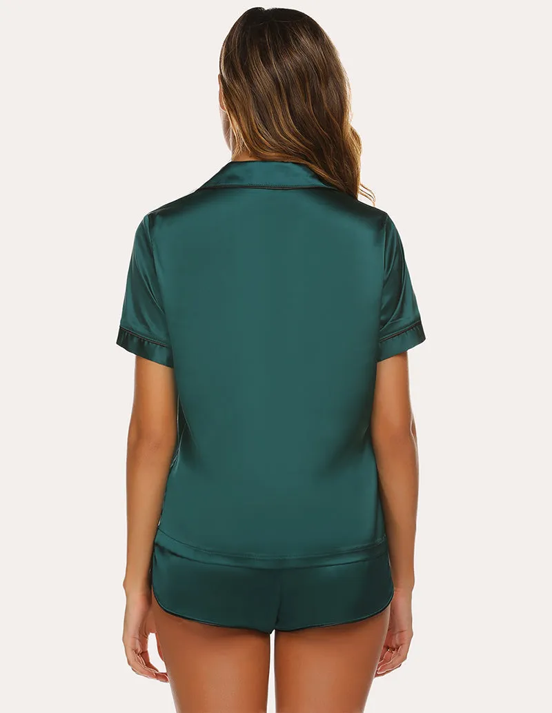 Ekouaer Tops with Shorts Satin Pajama Set (US Only)