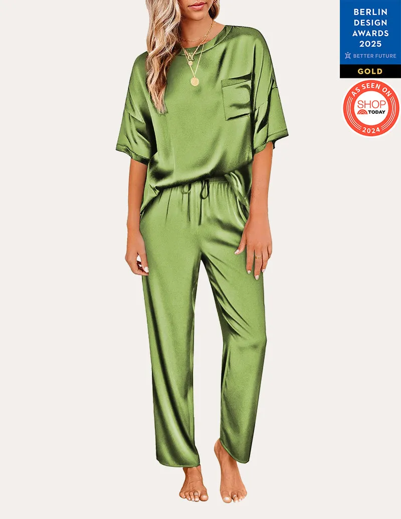 Ekouaer Women's Satin Silky Pajama Set (US Only)