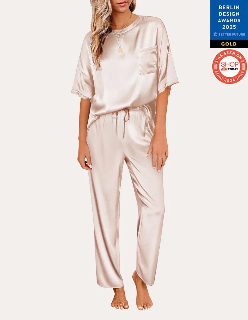 Ekouaer Women's Satin Silky Pajama Set (US Only)