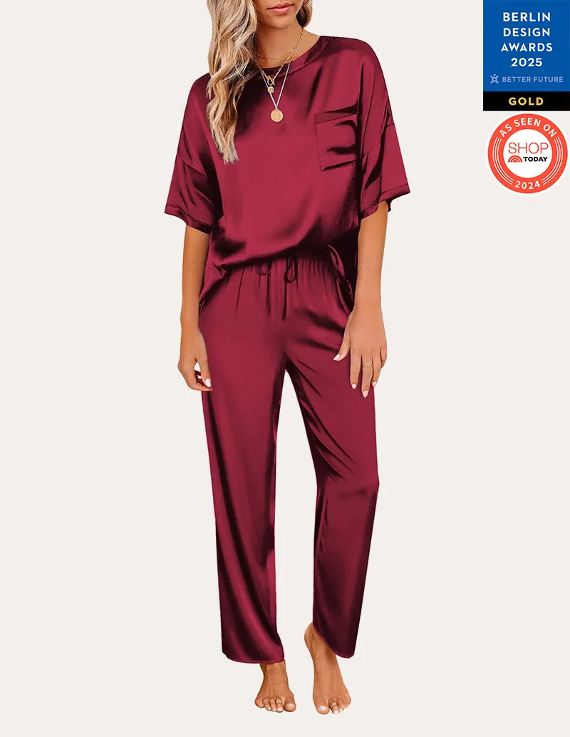 Ekouaer Women's Satin Silky Pajama Set (US Only)