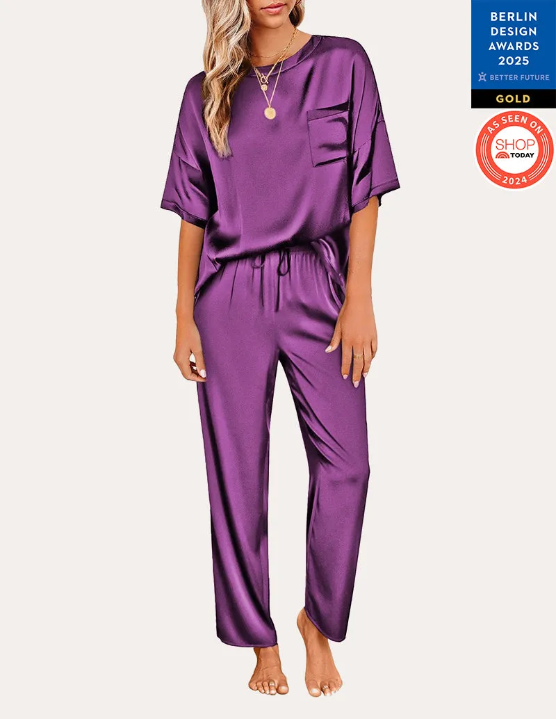 Ekouaer Women's Satin Silky Pajama Set (US Only)