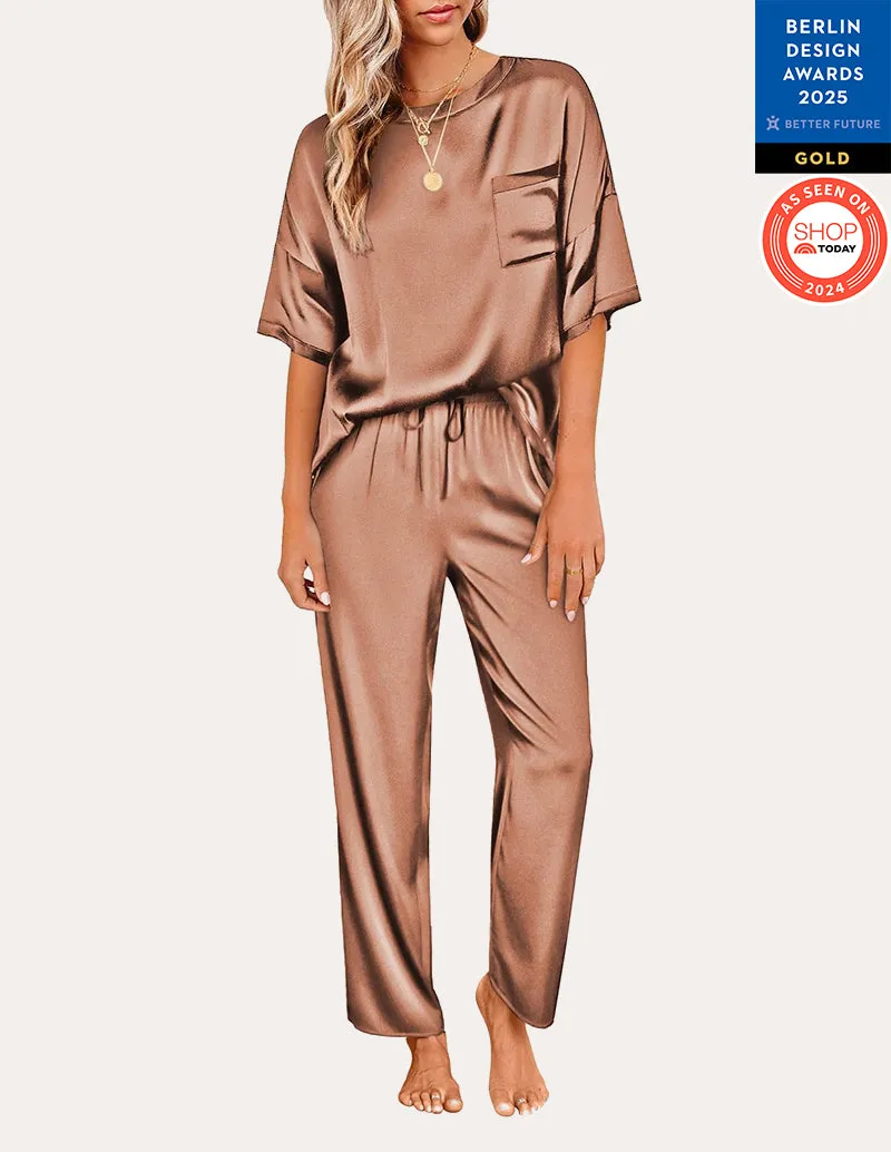 Ekouaer Women's Satin Silky Pajama Set (US Only)