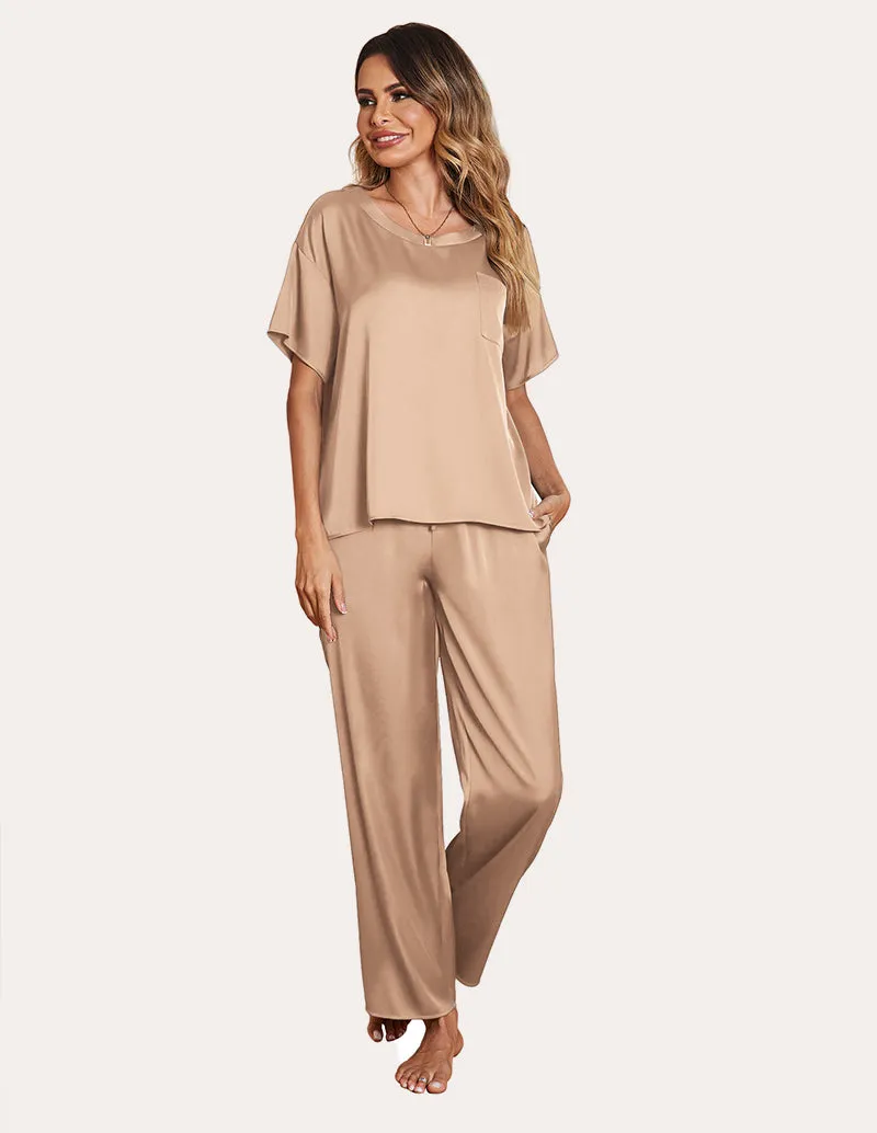 Ekouaer Women's Satin Silky Pajama Set