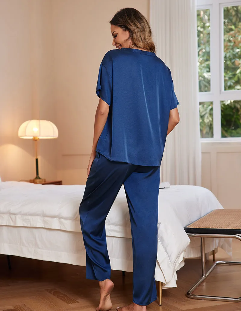 Ekouaer Women's Satin Silky Pajama Set