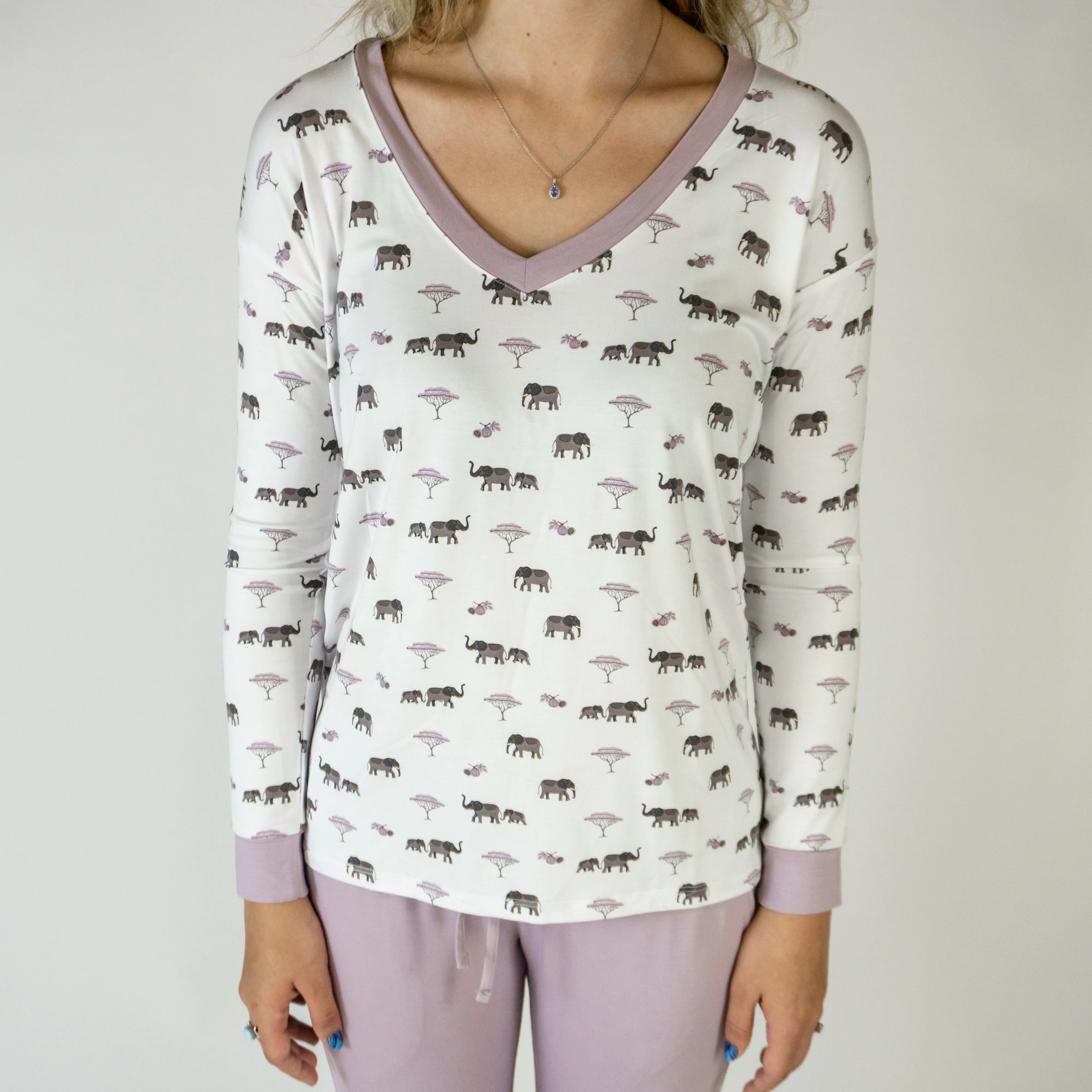 Elephant | Adult Long Sleeve V Neck