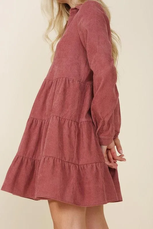 Emery Corduroy Tiered Midi Dress