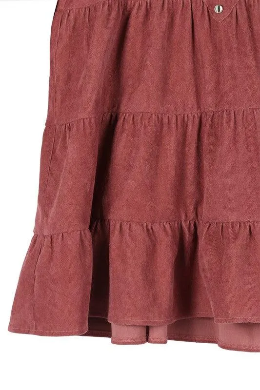 Emery Corduroy Tiered Midi Dress