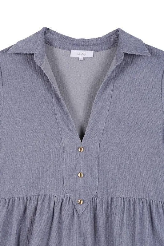 Emery Corduroy Tiered Midi Dress