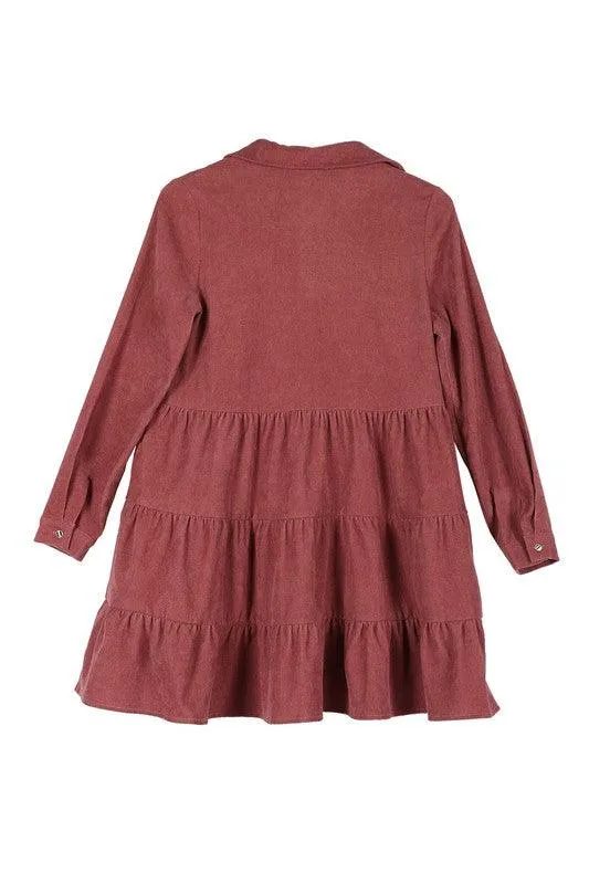 Emery Corduroy Tiered Midi Dress