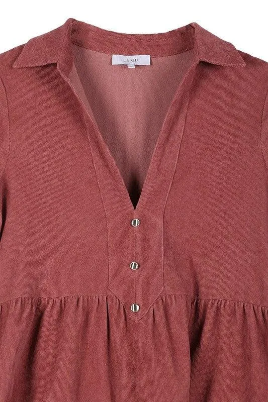 Emery Corduroy Tiered Midi Dress