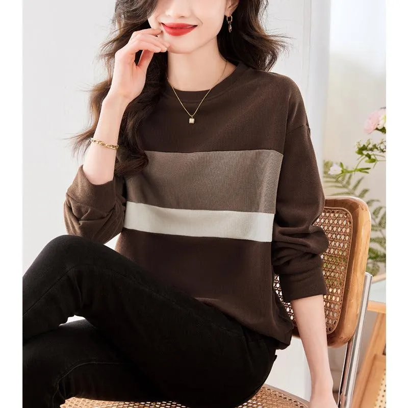 Fashionable All-matching Simple Daily Casual Sweatshirt Women