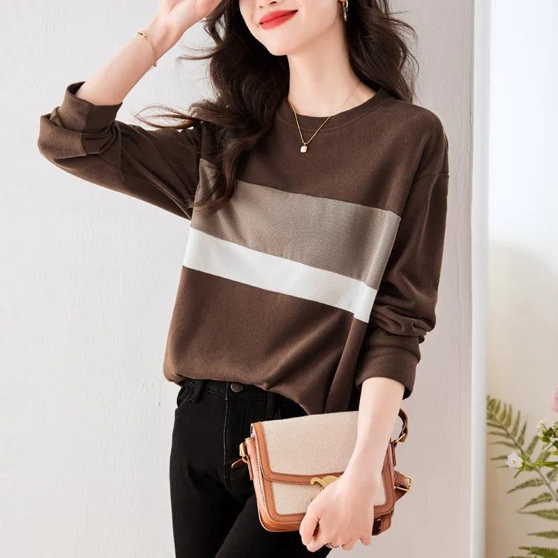 Fashionable All-matching Simple Daily Casual Sweatshirt Women