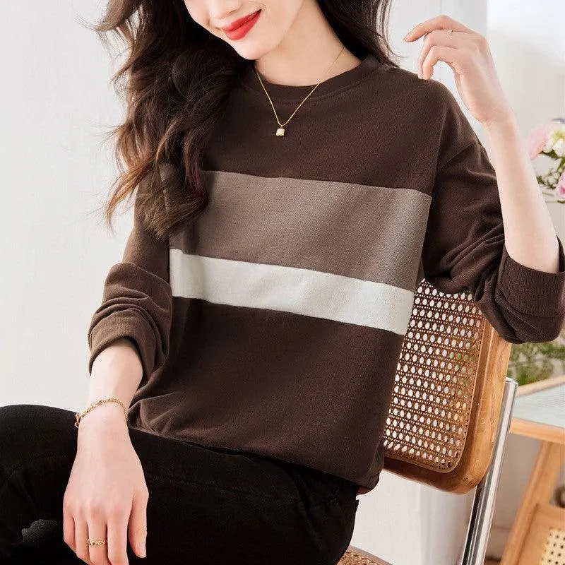 Fashionable All-matching Simple Daily Casual Sweatshirt Women