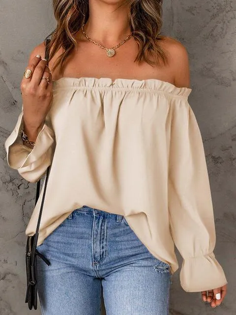 Feel Amazing Long Sleeve Off Shoulder Blouse